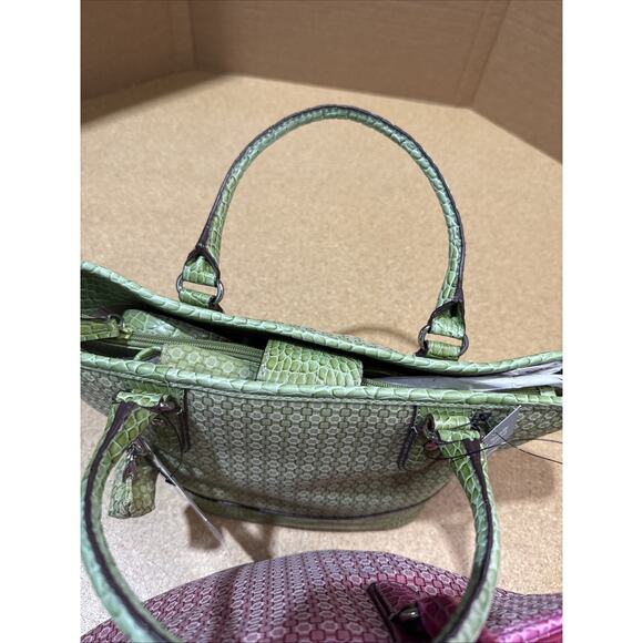 NOS Nine West Mini Tote Bags Purses Set of 2 Pink & Green Organizer Style - Picture 5 of 16